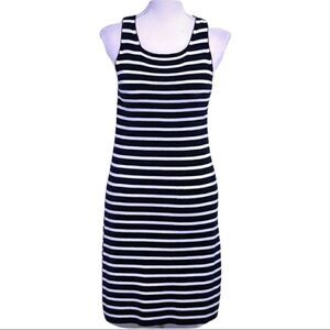 DKNY Navy White Striped Knit Sleeveless Dress SMALL